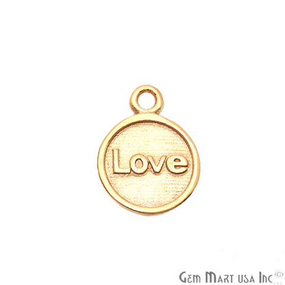 Love Print Round Shape Gold Plated Finding Connector - GemMartUSA
