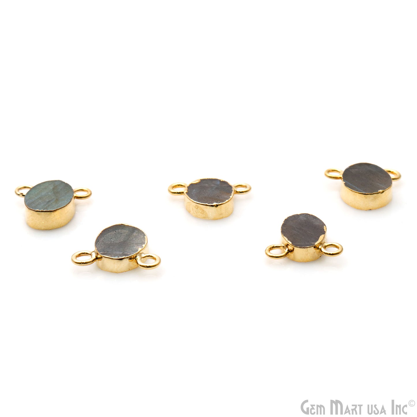 Labradorite Free Form Shape 13x11mm Gold Electroplated Connector