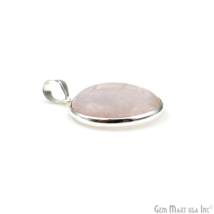 Rose Quartz Gemstone Round 31x26mm Sterling Silver Necklace Pendant 1PC