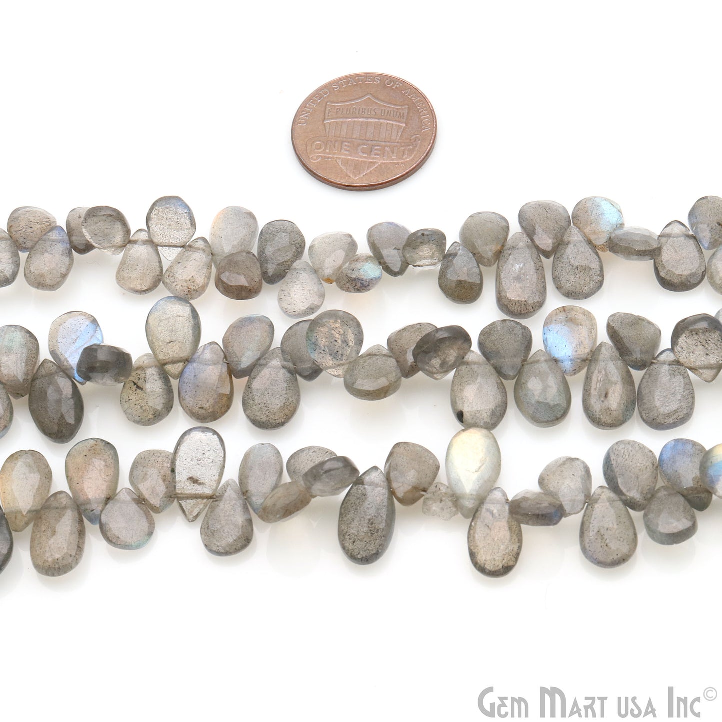Labradorite Pears Beads, 8 Inch Gemstone Strands, Drilled Strung Briolette Beads, Pears Shape, 10x6mm