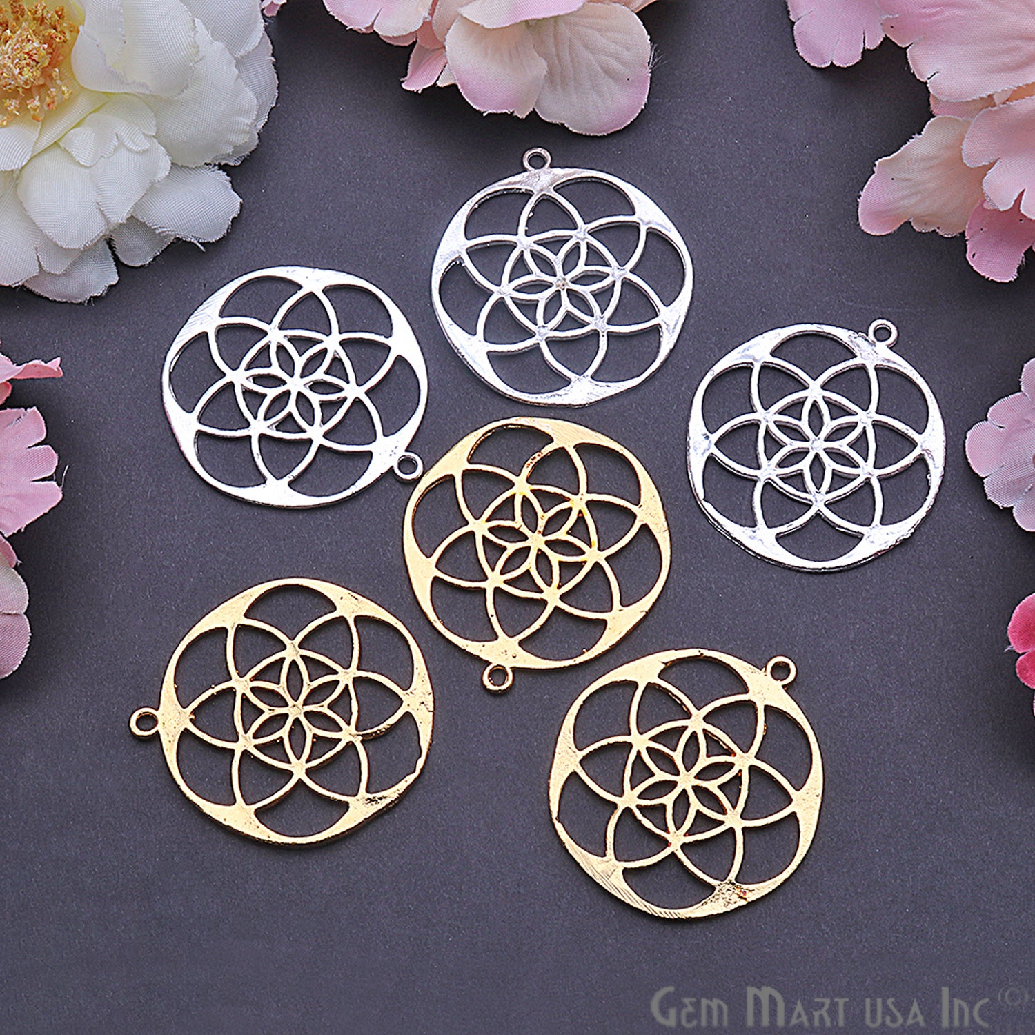 Crystal Grid 40x37mm Chandelier Finding Charm Connector (Pick Your Metal) - GemmartUSA