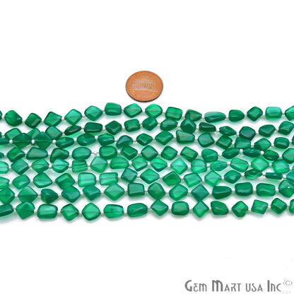 Green Onyx Free Form 9x7mm Tumble Beads Gemstone Strands - GemMartUSA