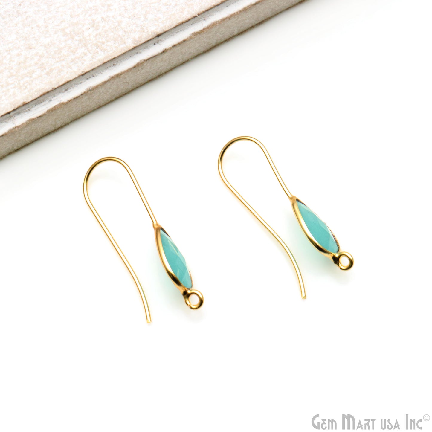 Pear Shape 31x9mm Gemstone Connector Hook Earrings