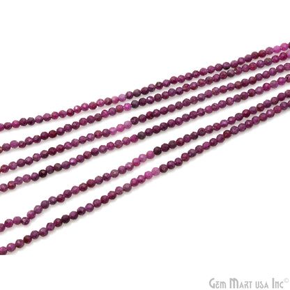 Ruby Rondelle Beads, 12-13 Inch Gemstone Strands, Drilled Strung Nugget Beads, Faceted Round, 3mm