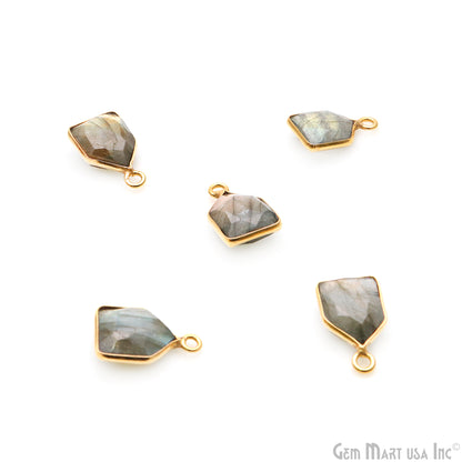 Labradorite 15x9mm Pentagon Shape Gold Plated Single Bail Gemstone Connector