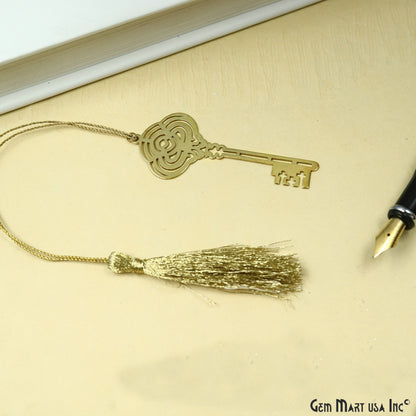 Metal Key Bookmark With Tassel. Gold Bookmark, Reader Gift, Handmade Bookmark, Page Marker, Aesthetic Gift. 71x29mm