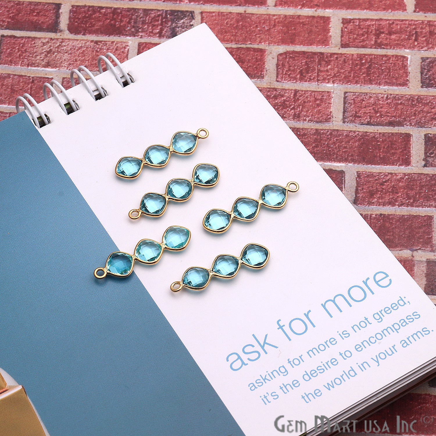 DIY Gemstone 25x6mm Gold Plated Chandelier Finding Component (Pick Your Gemstone) - GemMartUSA