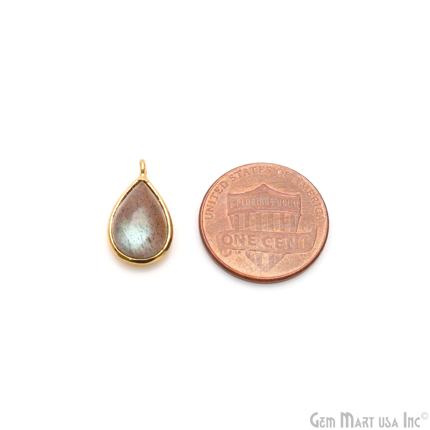 Labradorite Cabochon Pears 8x12mm Gold Plated Gemstone Connector