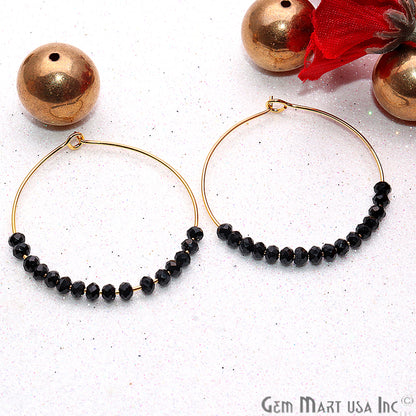 DIY Loop Hoop Gold Plated Gemstone Beaded Earring - 1 pair (Pick Stone) - GemMartUSA