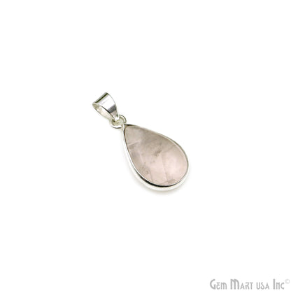 Rose Quartz Gemstone Pears 27x15mm Sterling Silver Necklace Pendant 1PC