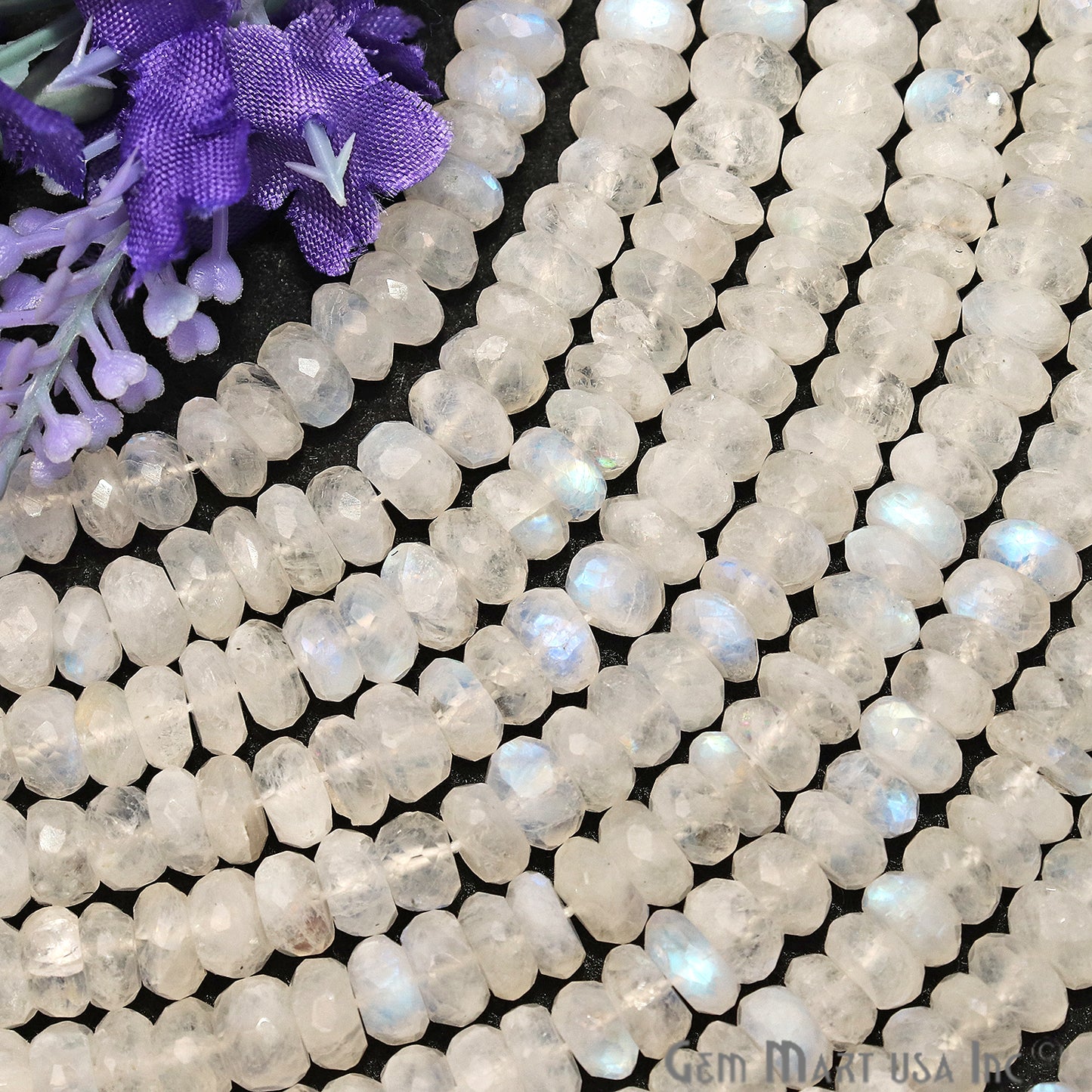 Rainbow Moonstone 6-7mm Round Rondelle Strand Beads - GemMartUSA