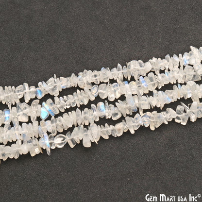 Rainbow Moonstone Drilled Nugget Chip Beads Strands 4-7mm, 34 Inch