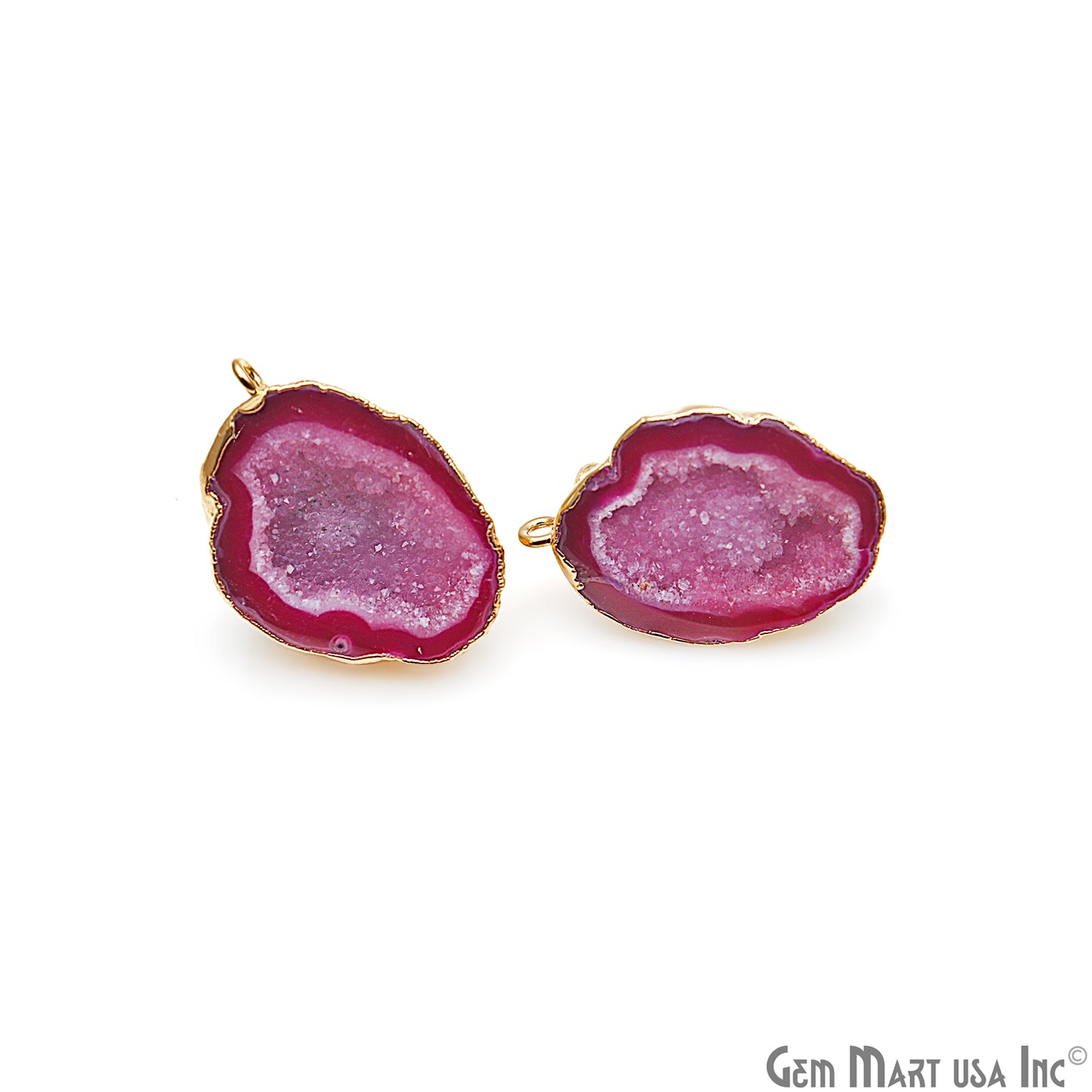 DIY Agate Slice Geode Druzy 20x30mm Gold Electroplated Loop Connector Studs Earrings - GemMartUSA