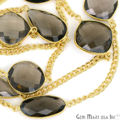 Smoky Topaz 15mm Gold Plated Bezel Link Connector Chain - GemMartUSA (764202647599)