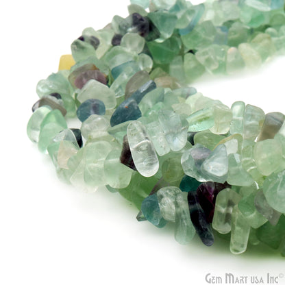 Flourite Chip Beads, 34 Inch, Natural Chip Strands, Drilled Strung Nugget Beads, 7-10mm, Polished, GemmartUSA (CHFL-70004)