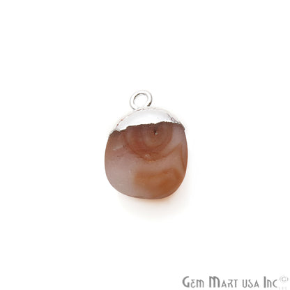 Carnelian Matte Beads 18x12mm Single Bail Silver Electroplated Gemstone Connector - GemMartUSA