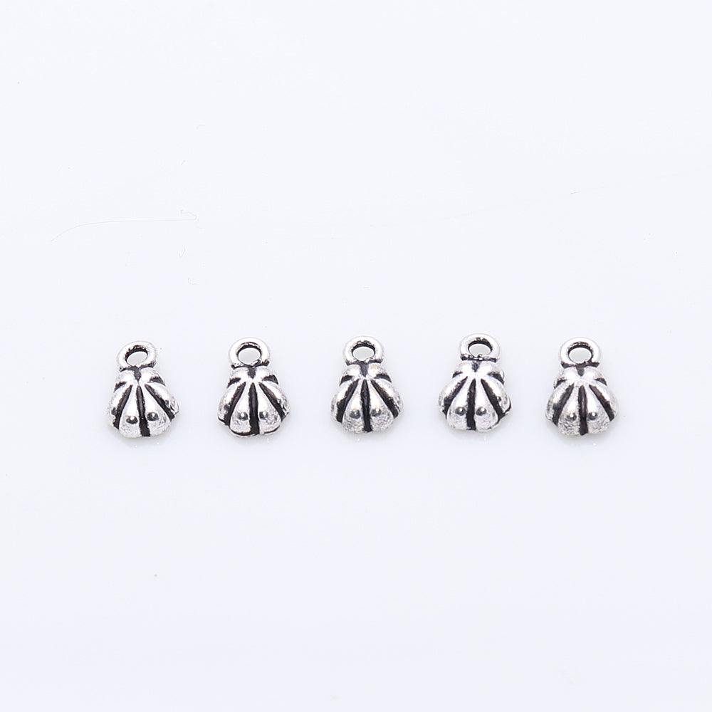 5pc Lot Seashell Shape Oxidized 9x5mm Charm For Bracelets & Pendants - GemMartUSA