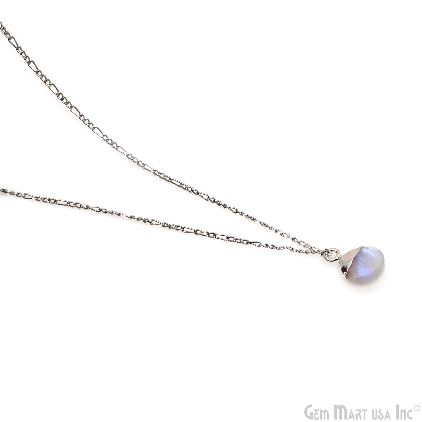 Rainbow Moonstone 10mm Heart Silver Electroplated Gemstone Connector