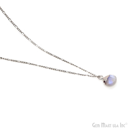 Rainbow Moonstone 10mm Heart Silver Electroplated Gemstone Connector