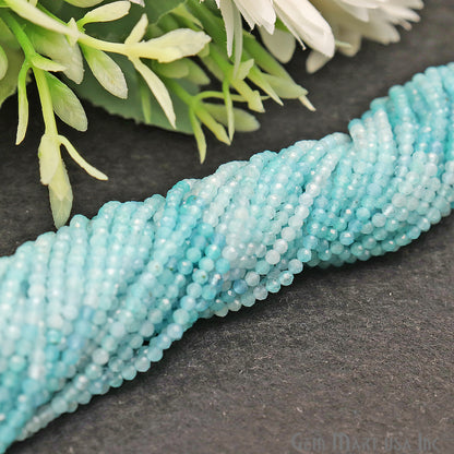 Shaded Aquamarine 2-2.5mm Faceted Round Rondelle Strand Beads - GemMartUSA