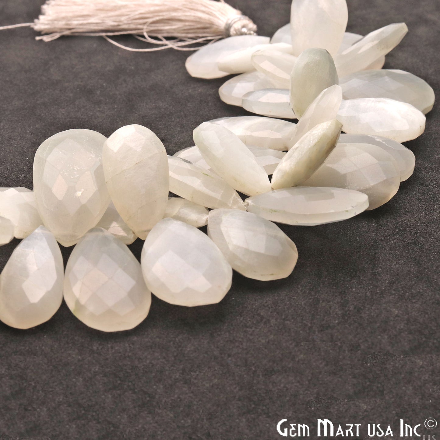 Rainbow Moonstone Pears Shape 23x14mm Briolette Beads, Rondelle Beads 9 Inch Length - GemMartUSA