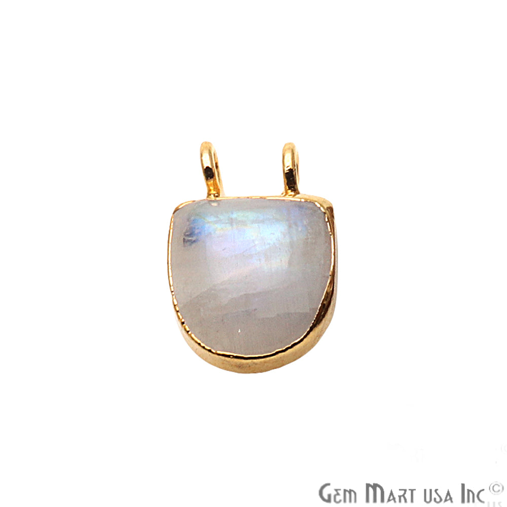 Rainbow Moonstone 12x10mm Gold Edged Gemstone Connector - GemMartUSA