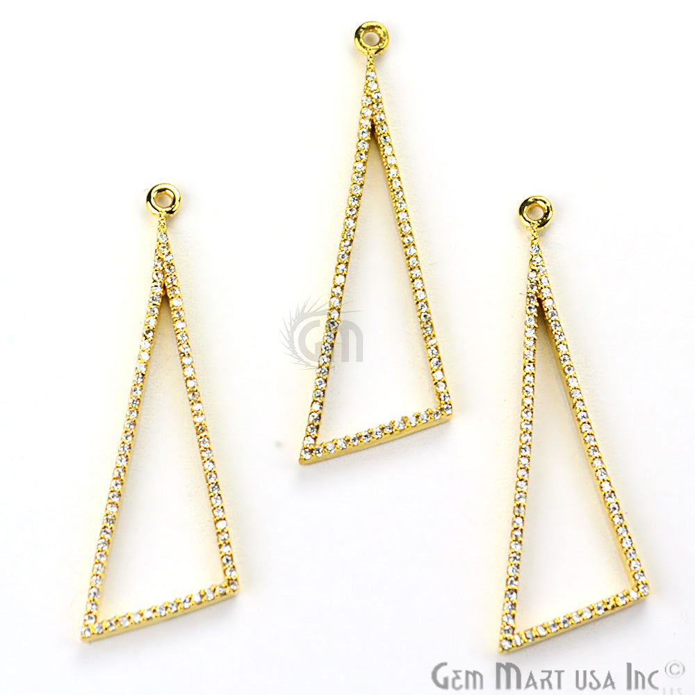 Cubic Zircon Pave 'Scalene Triangle' Gold Vermeil Charm For Bracelet & Pendants - GemmartUSA