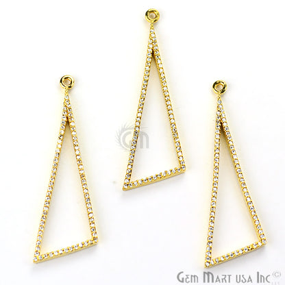 Cubic Zircon Pave 'Scalene Triangle' Gold Vermeil Charm For Bracelet & Pendants - GemmartUSA