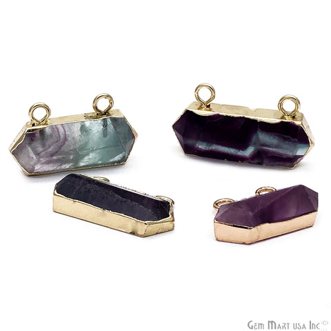 Double Point Fluorite Gemstone Bar Necklace Pendant - GemMartUSA