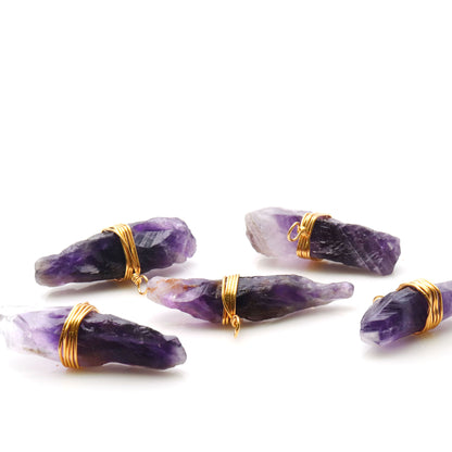 Free Form 30x18mm Gold Wire Wrapped Gemstone Connector