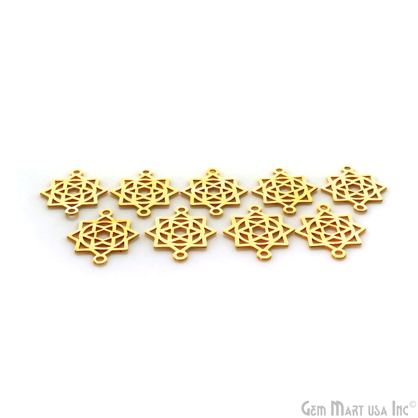 Metatron's Cube Charm Gold Laser Finding 25x19.8mm Gold Plated Charm For Bracelets & Pendants