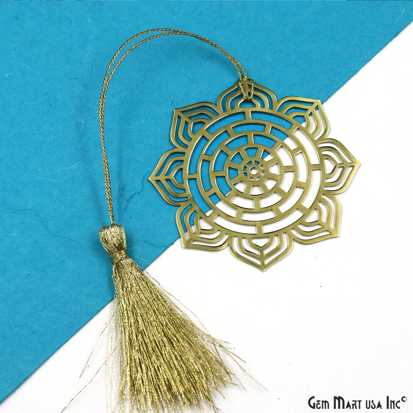 Mandala Lotus Circular Brass Metal Bookmark with tassel Gold Plated Finish Reader’s Gift Mother’s Day Gift Him Her Anniversary & Souvenir