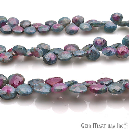 Ruby Zoisite Gemstone 7mm Heart Beaded Handmade Silver Wire Rondelle - GemMartUSA