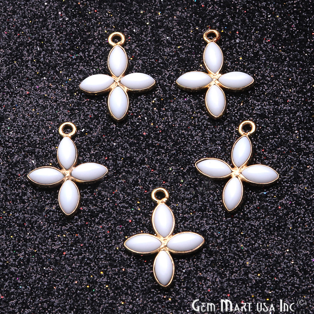 DIY White Agate 17x13mm Gold Plated Chandelier Finding Component - GemmartUSA
