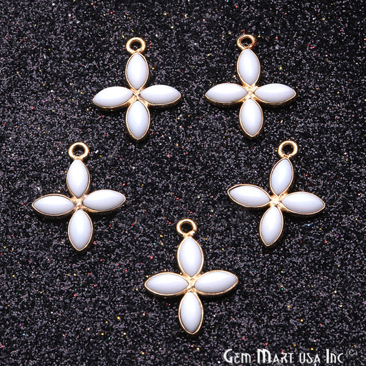 DIY White Agate 17x13mm Gold Plated Chandelier Finding Component - GemmartUSA