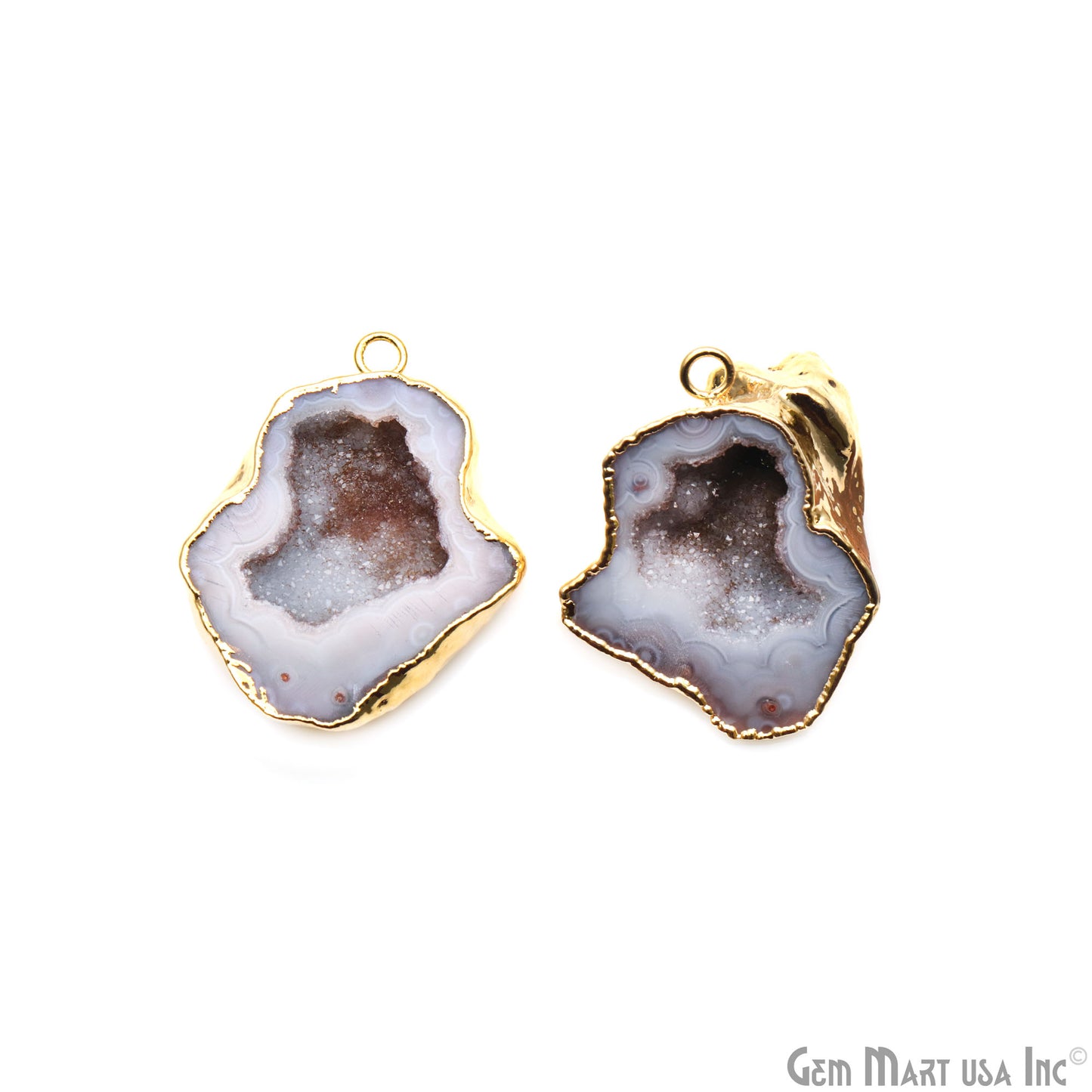 Geode Druzy 26x40mm Organic Gold Electroplated Single Bail Gemstone Earring Connector 1 Pair