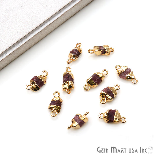 Rough Multi Tourmaline Organic 16x8mm Gold Electroplated Pendant Connector - GemmartUSA
