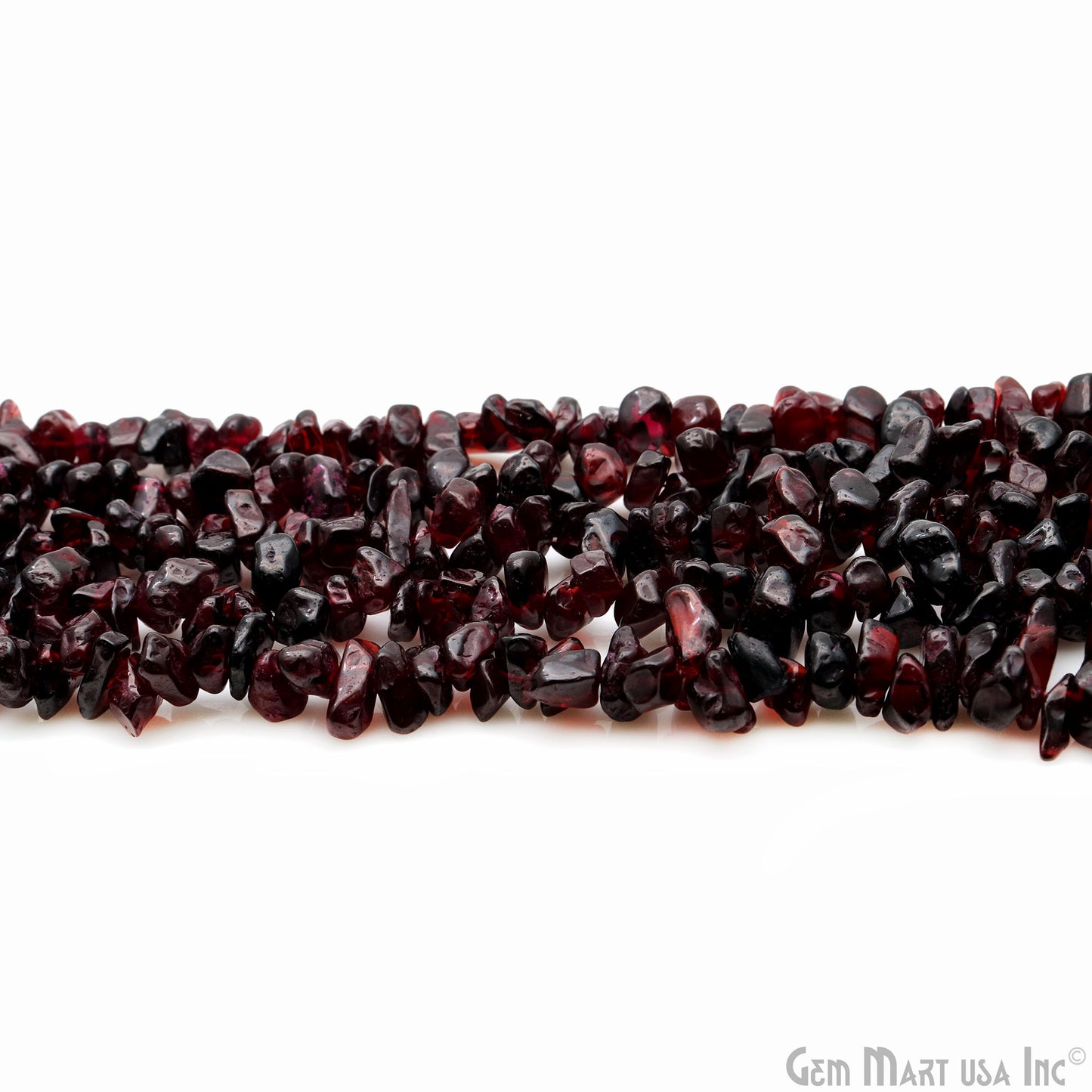 Garnet Chip Beads, 34 Inch, Natural Chip Strands, Drilled Strung Nugget Beads, 7-10mm, Polished, GemmartUSA (CHGT-70004)