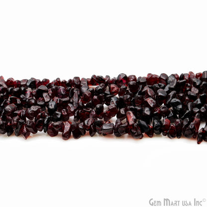 Garnet Chip Beads, 34 Inch, Natural Chip Strands, Drilled Strung Nugget Beads, 7-10mm, Polished, GemmartUSA (CHGT-70004)