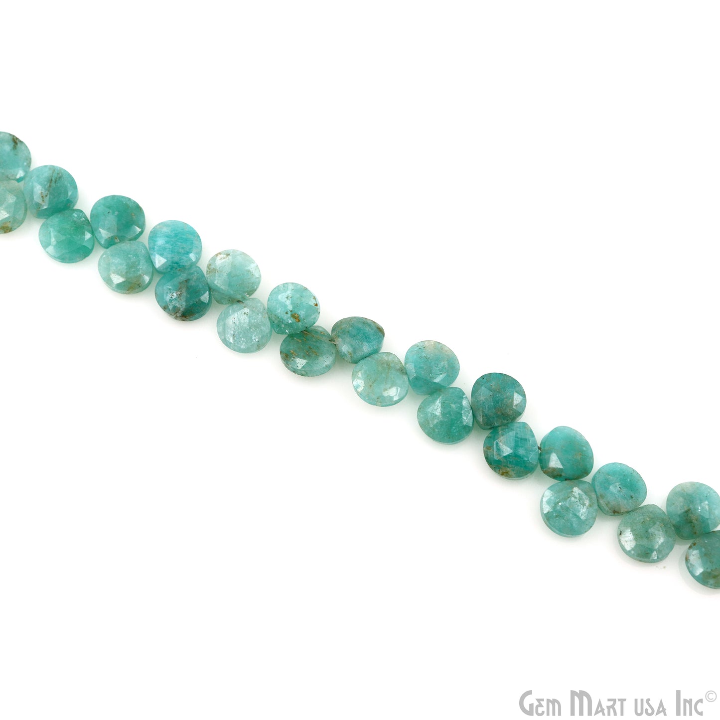 Amazonite Opal Heart Beads, 7 Inch Gemstone Strands, Drilled Strung Briolette Beads, Heart Shape, 7mm