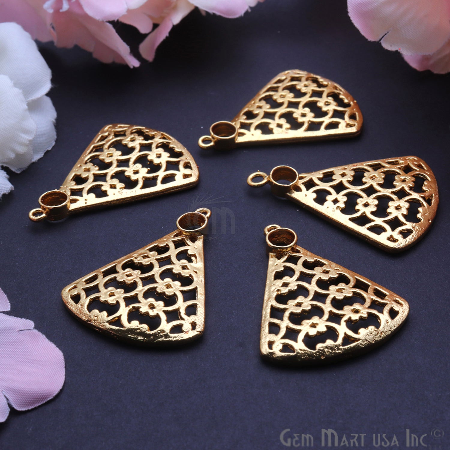 Triangular Gold Charm 36x28mm Finding Connector (Pick Your Metal) - GemMartUSA