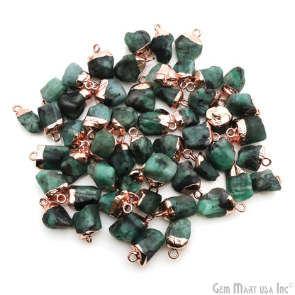 Emerald Gemstone Rose Gold Electroplated Single Bail Connector