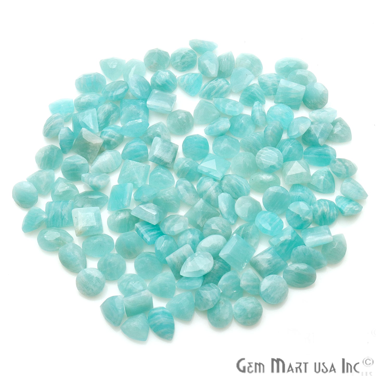 50ct Lot Amazonite Mix Shaped 7-8mm Stone, Faceted Gemstone Mixed lot, Loose Stones - GemMartUSA