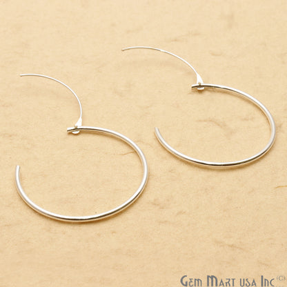 DIY Silver Plated Wire 32mm Finding Hoop Earring - GemMartUSA