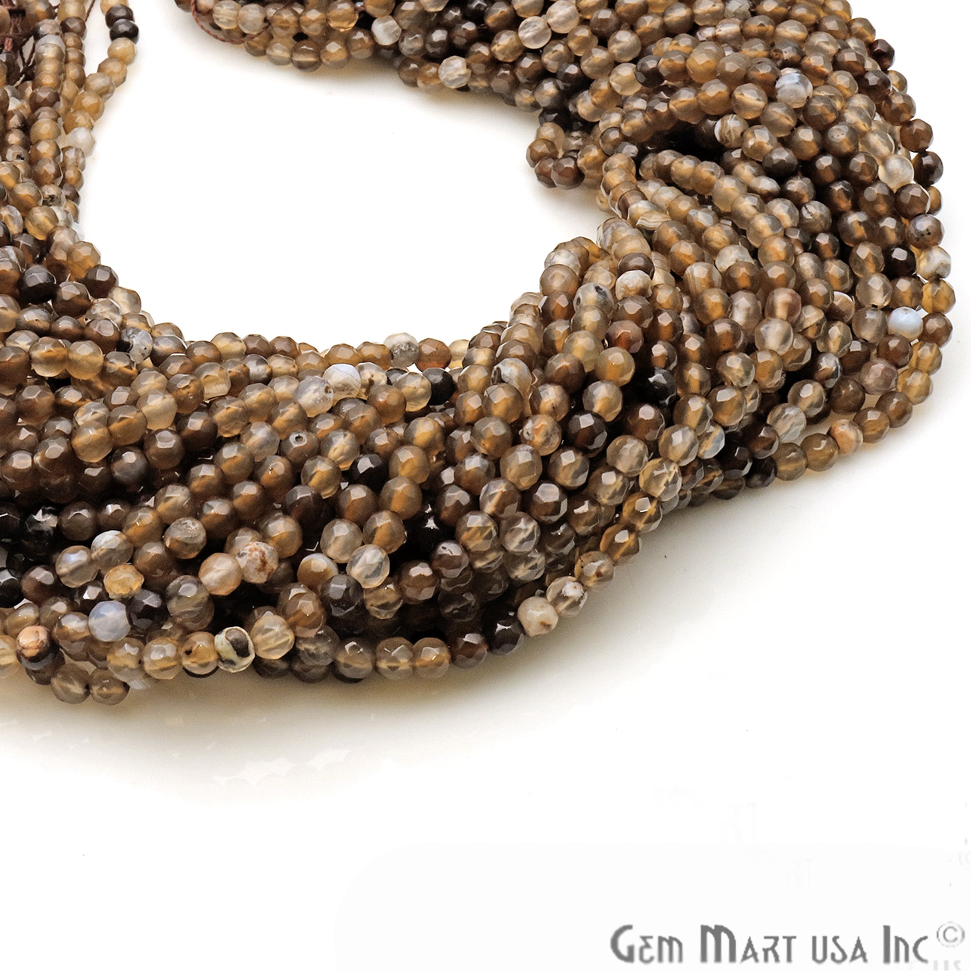 Brown Rutile Jade 4mm Faceted Rondelle Beads Strands 14Inch - GemMartUSA