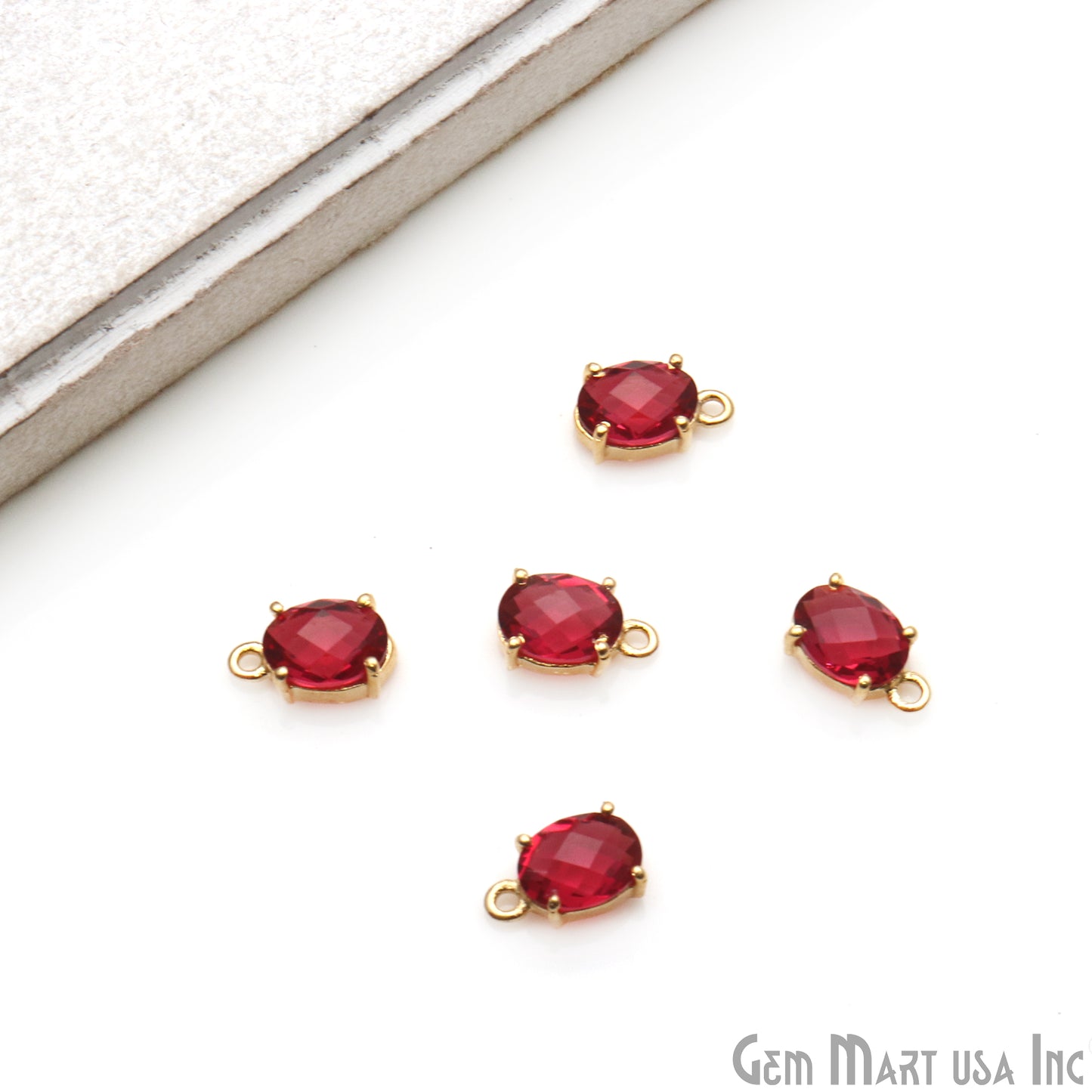 Oval 6x8mm Gold Plated Prong Setting Gemstone Connector (Pick Stone) - GemMartUSA