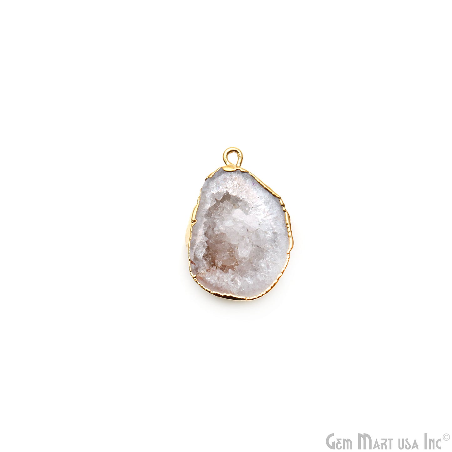 Geode Druzy Gold Electroplated 15x24mm Single Bail Gemstone Connector