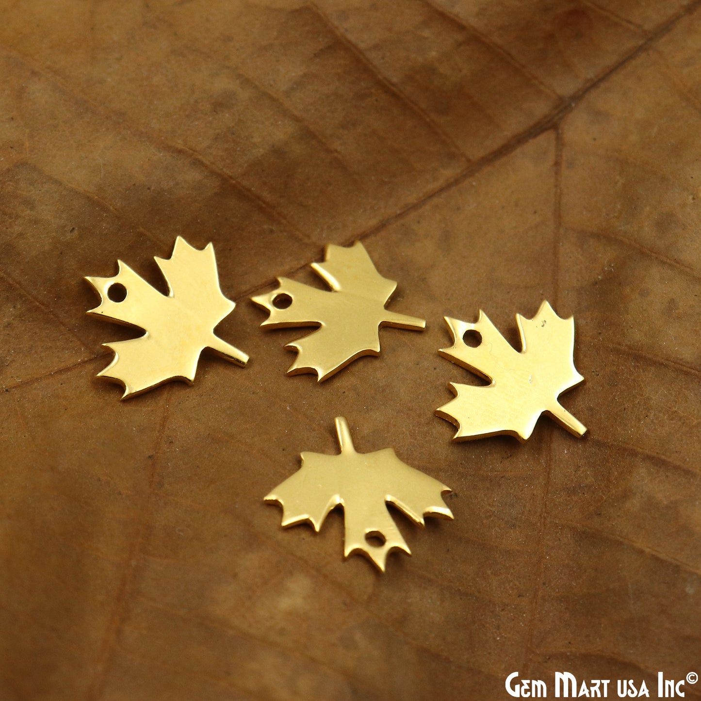 Maple Leaf Charm Laser Finding Gold Plated 15x14.8mm Charm For Bracelets & Pendants