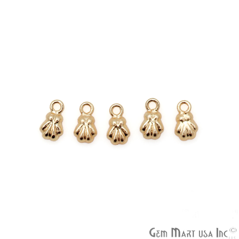 5pc Lot Seashell Finding 9x5mm Gold Plated Jewelry Making Charm - GemMartUSA