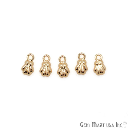 5pc Lot Seashell Finding 9x5mm Gold Plated Jewelry Making Charm - GemMartUSA
